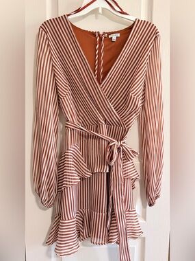 love, Fire Rust and White Striped Wrap Top